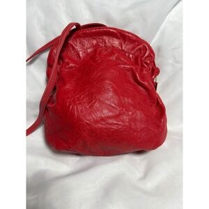 Letisse Leather Crossbody Bag Red Unique Geometric Shoulder Purse USA Vintage‎